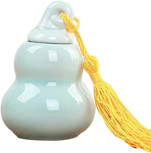 Miniatura 10 de Hemoton Mini botella de calabaza vintage portátil de cerámica para almacenamiento de té, tarro de té para crema en polvo, ungüento de té (rojo)