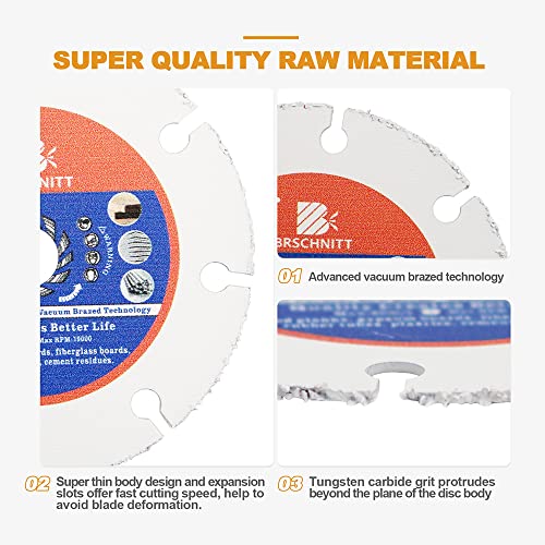 Carbide Multi Wheel,Brschnitt 3Pcs 3 Inch (75Mm) With Arbor 3/8 Inch (10Mm) Tungsten Carbide Cut Off Wheel For Wood,Laminate,Gypsum Board,Plastic For Angle Grinder Cutting Disc #TOP3