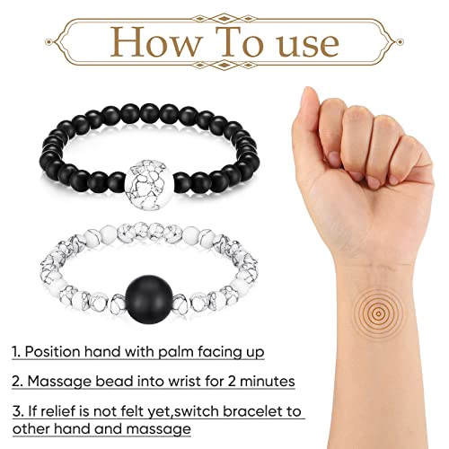 Yinkin 2 Pcs Anti Nausea Wristband Sea Sickness Relief Motion Sickness Wristbands Acupressure Bracelet for Seasickness Travel Car Sickness Push Bead Into Wrist, Helps Vertigo, Relieves Dizziness