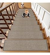 OJIA Stair Treads Non-Slip Indoor 15 Pack 8"x30" Stair Treads for Wooden Steps, Washable Edging S...