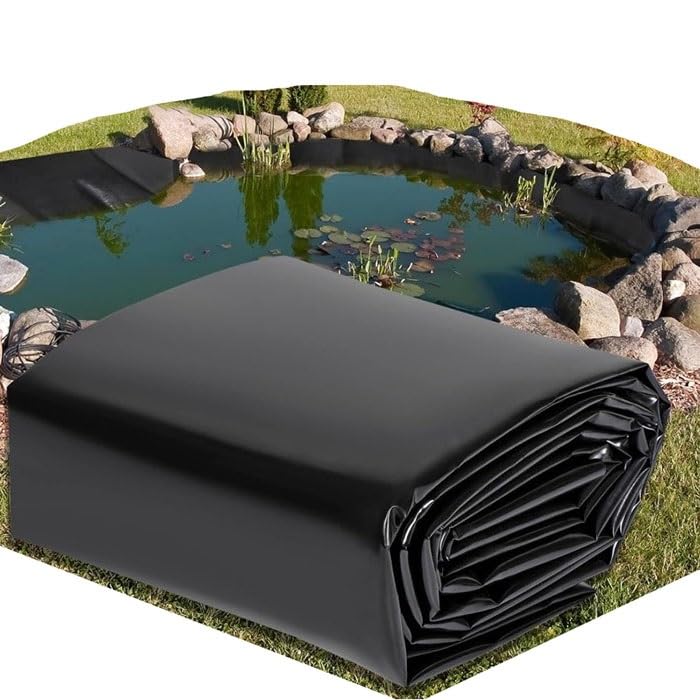 Pond Liners Flexible Liners, 16 Mil Pond Liners For Outdoor Ponds HDPE, Fish Pond Liner, High Preformed Easy Cutting For Koi Ponds, Garden Landscape, Fountain(3X4.3M)