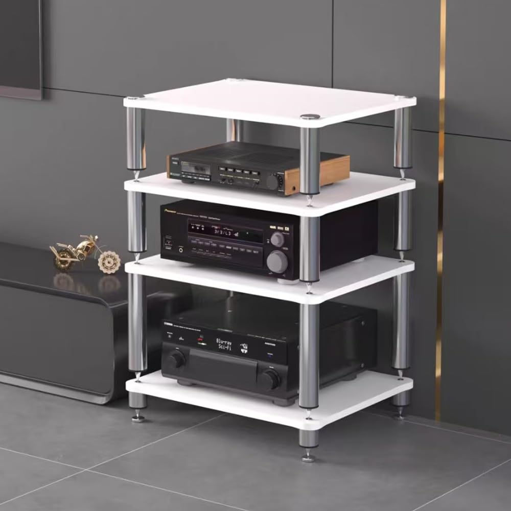 Soporte de audio HiFi premium de 4 niveles con estanterías AV de alta resistencia