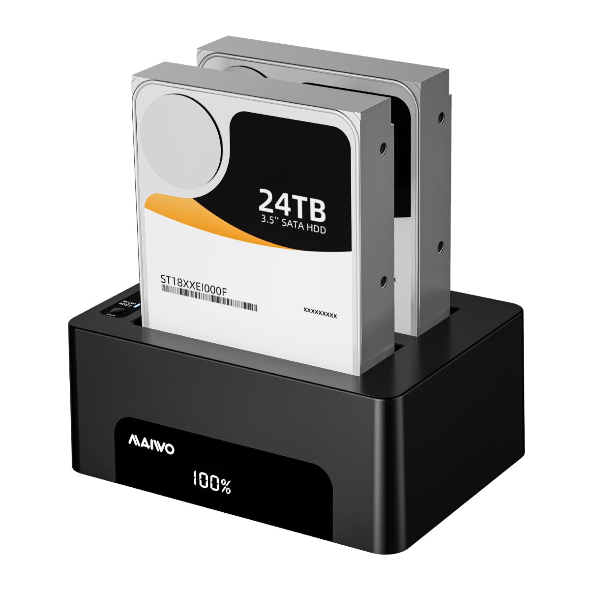 MAIWO Dual Bay Hard Drive Cloner, 2.5/3.5 Inch SATA SSD/HDD Docking Station with Offline Clone, 5Gbps USB 3.0 to SATA Adapter with UASP, Up to 48TB