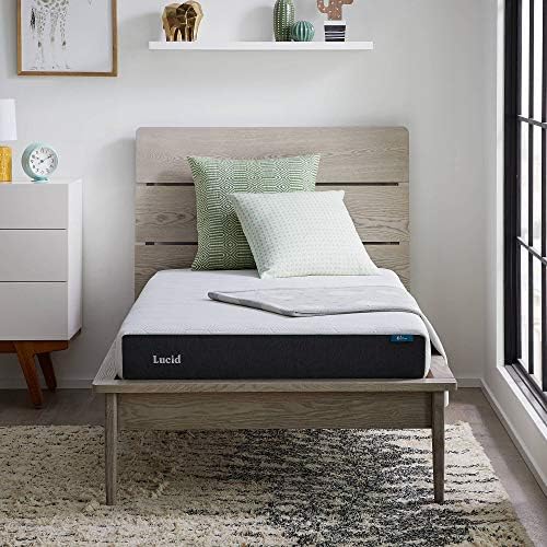Lucid 6 Inch Twin Mattress - Firm Gel Memory Foam Mattress Twin— Bamboo Charcoal Mattress in a Box—CertiPur Certified, White