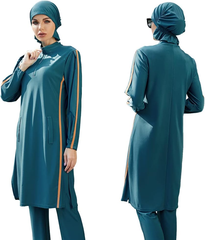 Modesto Uv Protection Costume Da Bagno Musulmano Full Cover 3 Pezzi - Burkini Con Hijab, Modesto Costume Intero Donna - Foto 3