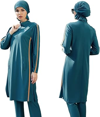 Muslim Swimsuits for Women Long Sleeve Modest Swimwear Islamic Arabic Costume Hijab Burkini Full Cover Floral Bathing Suit