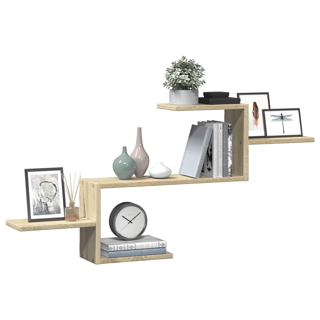 Estantería de pared de roble Sonoma de madera de 104 x 15 x 49 cm, con espacio de almacenamiento para salón, dormitorio, cocina, oficina y pasillo para un elegante estante y orden