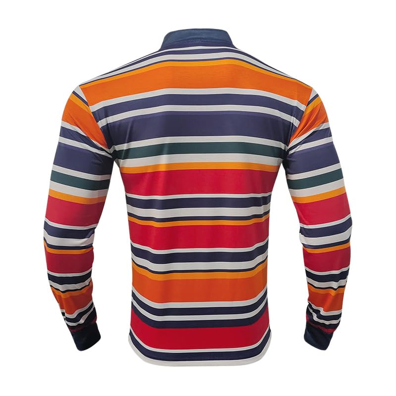 Long Sleeve Shirts for Men 2025 Fall Trendy Color Block Striped T-Shirt Lightweight Button V-Neck Henley Shirts Polo4