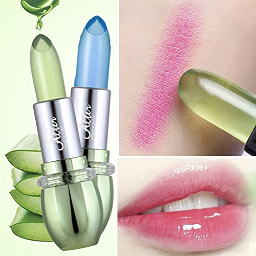 3Pcs Aloe Vera Lipstick Set, Crystal Jelly Lip Stains Waterproof Long Lasting Moisturizing Non-Marking Non-Stick Cup Magic Temperature Color Change Lip Balm Set #TOP1