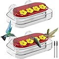 Redboat 2 Pack Window Hummingbird Feeder, Strong Suction Cup Hummingbird Feeder with 4 Feeding Ports, Easy to Clean and Refill Plastic Humming Bird Feeder, 10oz