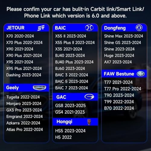 Image of Carbitlink To Wireless Carplay Android Auto Dongle Smartlink CarbitLink To Streaming Box Compatible Vehicle: Jetour, Chery, Hongqi, Changan, JAC, Geely, Baic, GAC, Dongfeng,BYD
