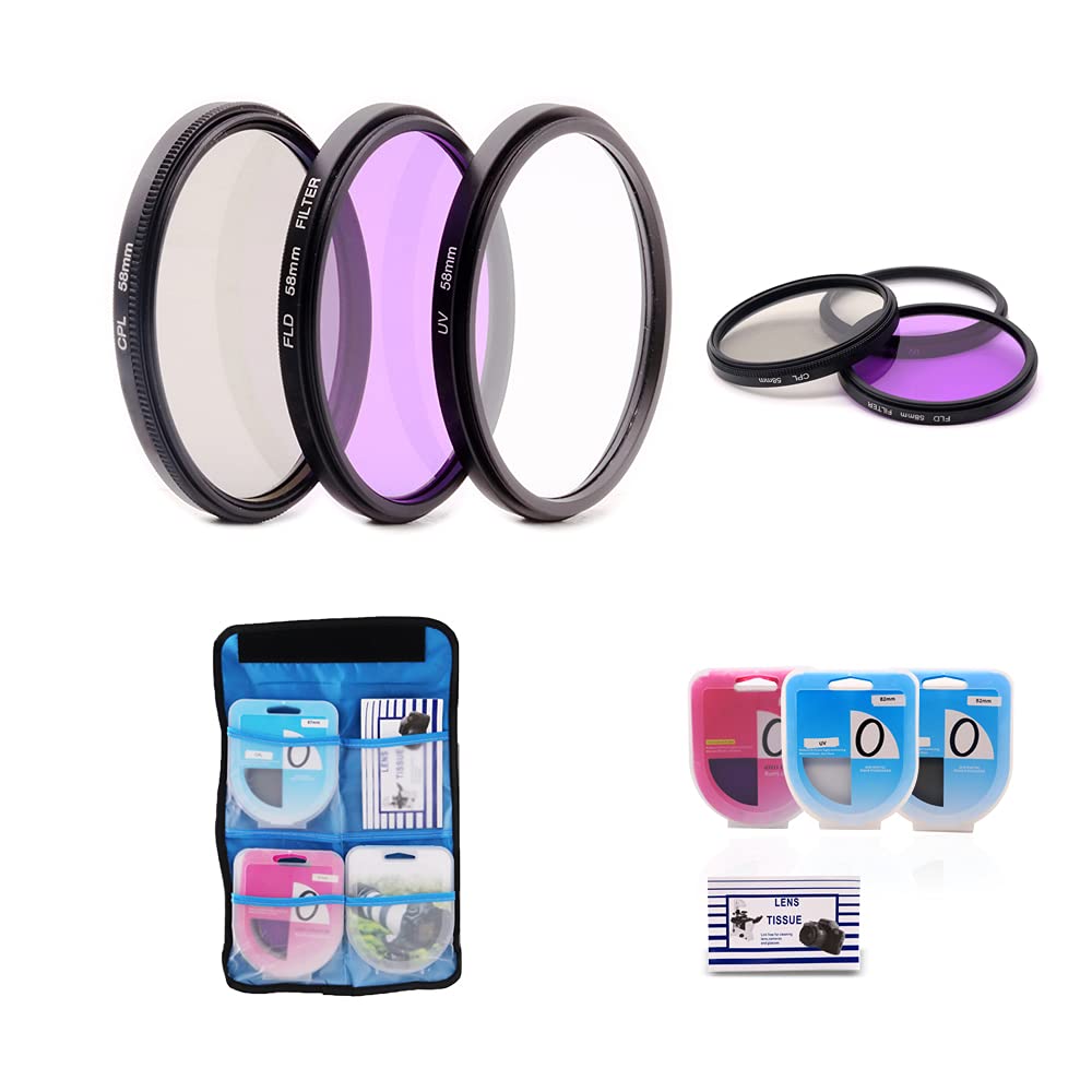 Filtros de lente UV CPL FLD 58mm para fotografía de viajes y paisajes limpios 8
