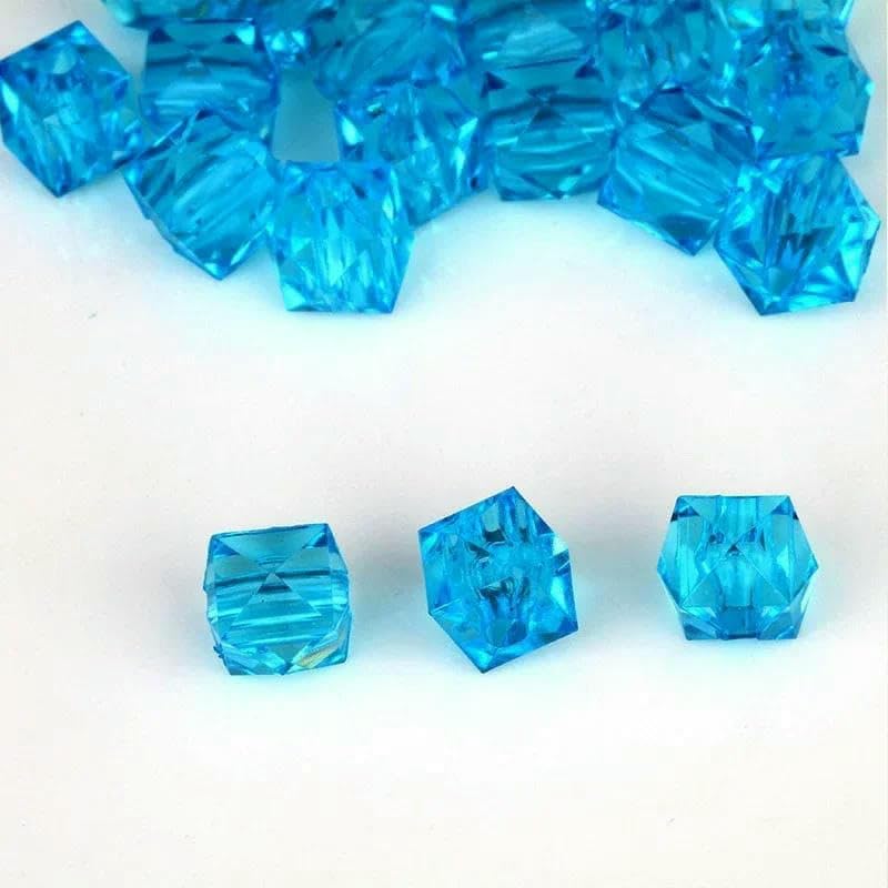500g 10mm perles acryliques carrées transparentes DIY boîte de mouchoirs perles en vrac au milieu environ 1100 perles-bleu lac foncé-10mm