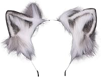 Vista 7 de VIGVAN KYC Orejas de animales Kawaii de peluche con orejas de gato para el cabello, tocado para Halloween o cosplay