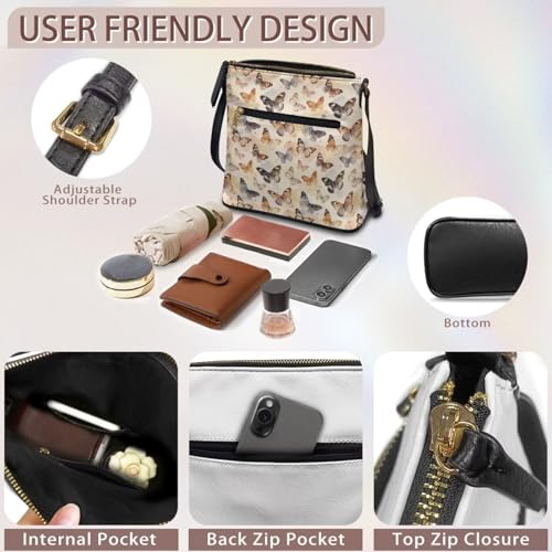 Image of Leather Purses for Women, Leather Hobo Bags for Women Travel Sling Purse Triple Zippered Pockets Shoulder Bag
