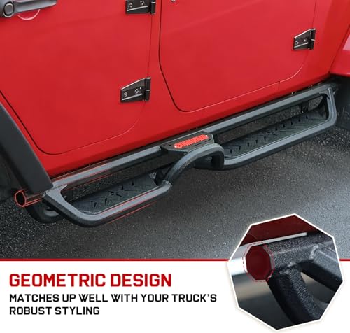 Image of COMNOVA Two Stairs Running Boards for 2018-2026 Jeep Wrangler JL 4 Doors