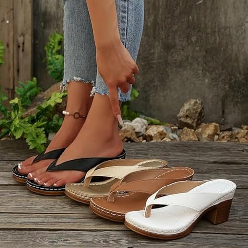 2025 New Chunky Sandals For Women Slip On Open Toe Square Toe Comfortable Chunky Heeled Sandals Mules Wedges Flip Flops For Long Walk Casual Shoes Dressy4