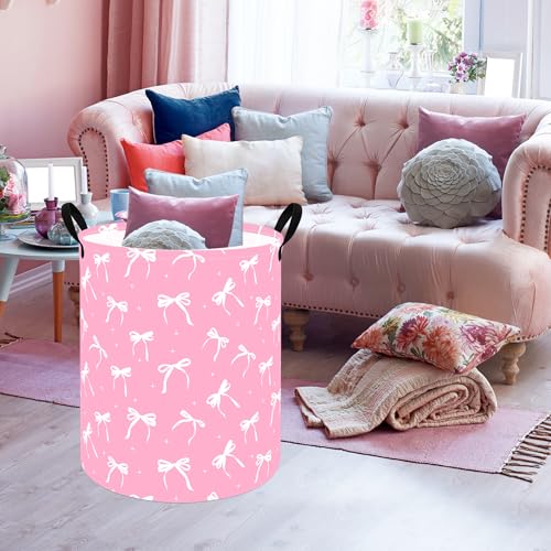 Image of Round Laundry Hamper Clothes Storage Basket Fabric Storage Hamper Organization Storage Bin, Nursery Toy Box,Gift Basket with Handles