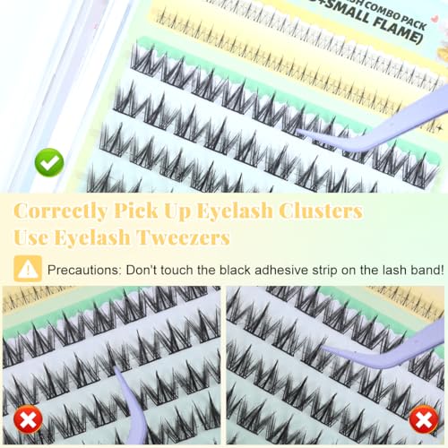 Image of MAYCREATE 104Pcs Self Adhesive Eyelashes Fake Eye Lashes for Women, Eyelash Lash Clusters, 2 Styles 10-13mm & 6-7mm Press On Self Stick Pre Glue Lashes Kit with Tweezer - Black