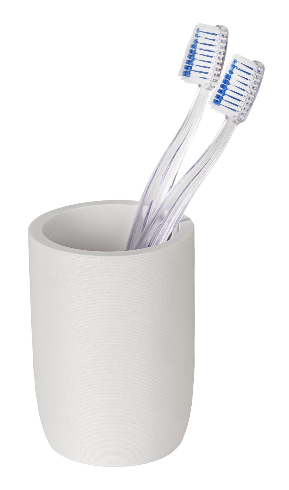 WENKO Altavalle Freestanding Polyresin Toothbrush Cup Bathroom Decoration Bathroom Accessories for Tidy Bathroom Design White 8.0 x 10.5 cm