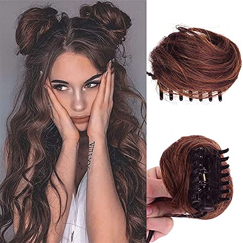 Olacare 2Pc Mini Claw Clip In Hair Bun Messy Cat Ears Hair Bun Extensions Messy Curly Hair In Hairpieces Scrunchies Hairpieces Synthetic Donut Updo Hair Pieces For Women Girls #TOP1