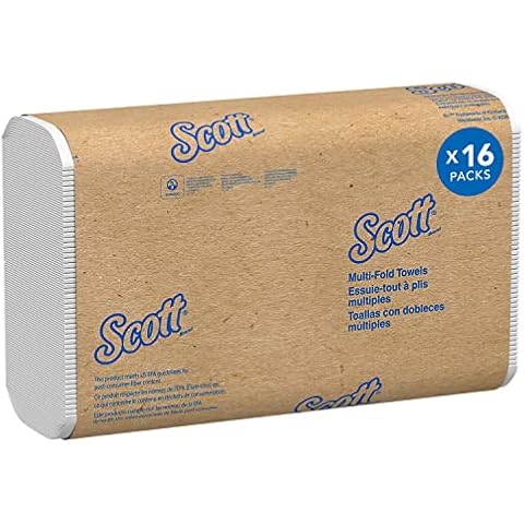Scott Handtücher 1804, Z-Faltung, 1-Lagig, besonders saugfähig, 16 Packungen x 250 weiße Papierhandtücher (4000 Blatt) Cover