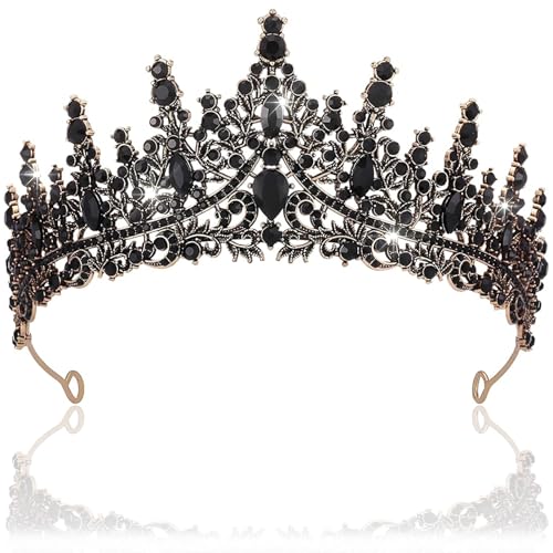 Consejos para Comprar Coronas del mes. 48 Coronas Para XV Años, Corona Negra Mujer, Tiara Negra Con Cristales Blancos, Corona De Vidrio Y Aleación Para Bodas, Quinceañeras, Fiestas De Cumpleaños Y Eventos Especiales,...