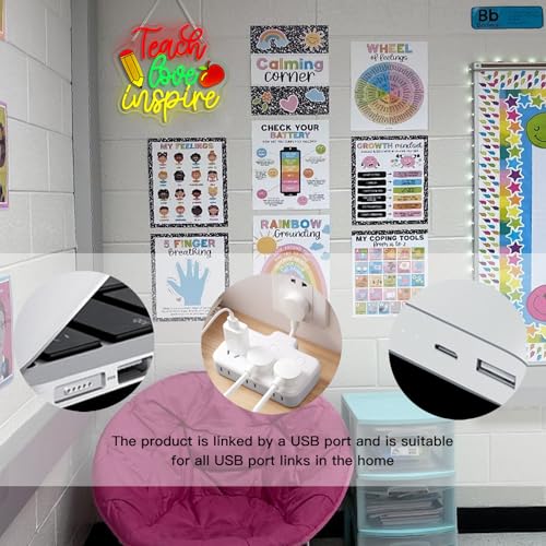 Image of WLHOPE Teach Love Inspire Neon Sign Led Signs for Classroom Wall Decor Neon Lights Acrylic Board Sign for Study Room Bedroom Teacher'S Day Gift Decoration