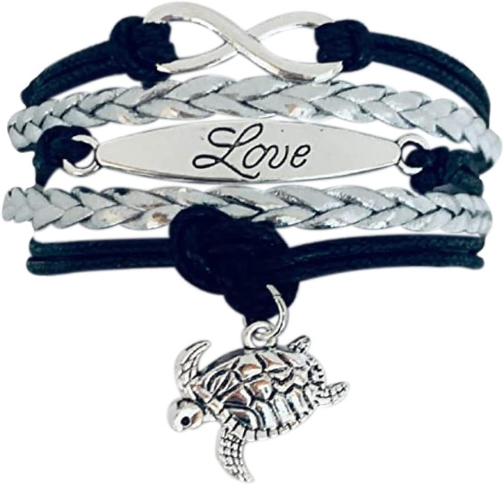 Turtle Bracelet, Infinity Love Turtle Gifts, Sea Turtle Jewelry Charm Bracelet Gifts