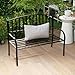 Mingone Gartenbank 3-Sitzer mit Rückenlehne & Armlehne – Wetterfeste Eisenbank aus Metall für Balkon, Terrasse oder Garten – Schwarz