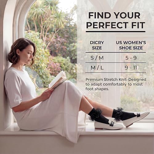 Image of Dicry Socks for Women, Big Ruffle Socks with Turn Cuff and Double Lace