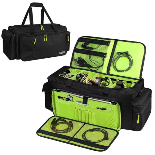 XIDIHF Large DJ Cable Gig Bag Adjustable Dividers, Portable