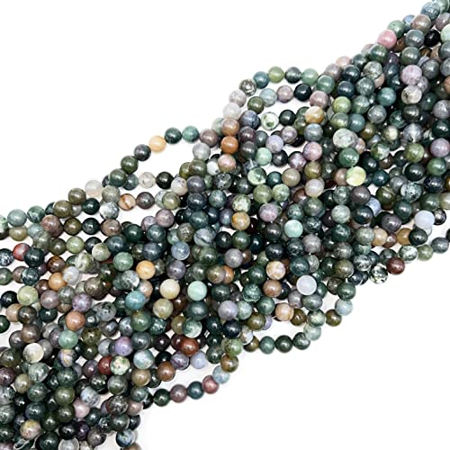 Qiwan Natural Gemstone Round Loose Beads, Diy Jewelry Making 1 Strand 15" (8Mm, Natural Indian Agate Gemstone) #TOP1