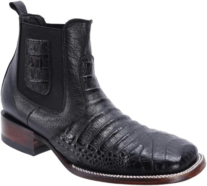 Joe boots 728 Tobacco Men’s Western Boots, Square Toe Cowboy Short/Chelsea Boot,Exotic Caiman Print Leather