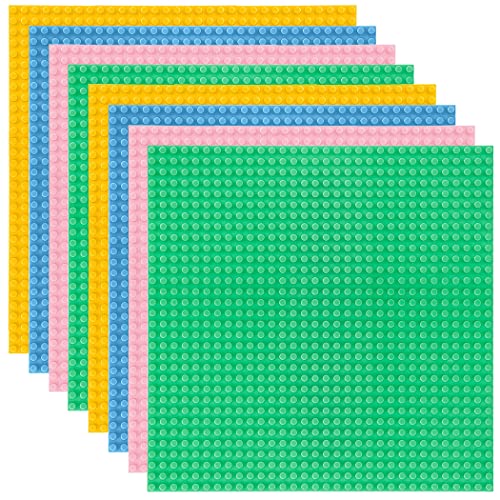 Image of Lekebaby 8 Pack Classic Baseplates Building Base for Building Bricks, 10 inch x 10 inch Building Boards - 100% Compatible with Major Brands, Macaron