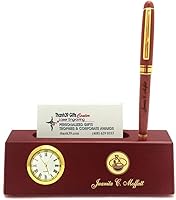 Vista 13 de Tarjetero personalizado de palisandro sólido con reloj y bolígrafo para hombres BUS-MP-Bankers