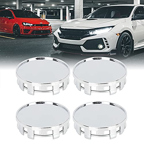 X Autohaux 4 Pcs 54Mm 9 Lugs Universal Silver Tone Car Wheel Center Hub Caps Cover Protector #TOP1
