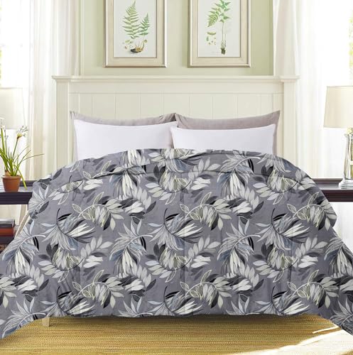 Image of Amazon Brand - Umi Reversible Ultra Soft Double Bed AC Comforter /Blanket /Quilt /Rajai 220 GSM Microfiber Diamond Stitch (90 inch x 100 inch Inches /228cm x 254cm) - Comforter Double Bed | Grey & Black & White