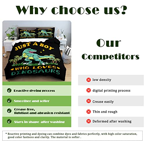 Owl Queen Dinosaur Duvet Cover Twin Size, Dinosaur Bedding Sets For Boys Girls Kids, Cute Cartoon Dinosaur Pattern Kids Duvet Cover Sets With 1 Duvet Cover And 1 Pillowcase, No Comforter #TOP7