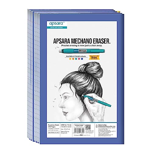 Image of Apsara Mahabar(Foolscap) Longbook | 33 CM x 21 CM Approx - Pages 104 | Single Line Notebook | GSM 56 |Use for School,College Student & Professionals | Covers May Differ | Pack of 06 Books