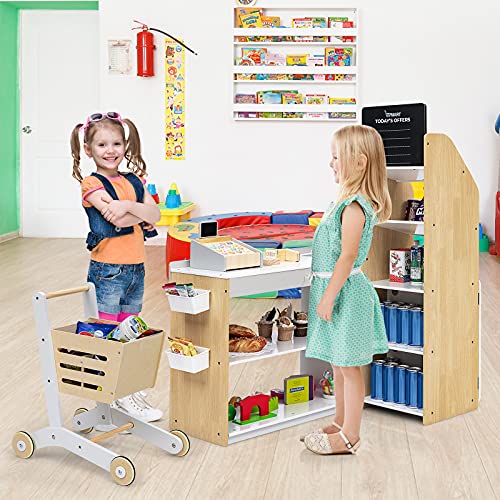 image for INFANS Kids Wooden Grocery Store Playset, Supermarket Toy Set for Kids