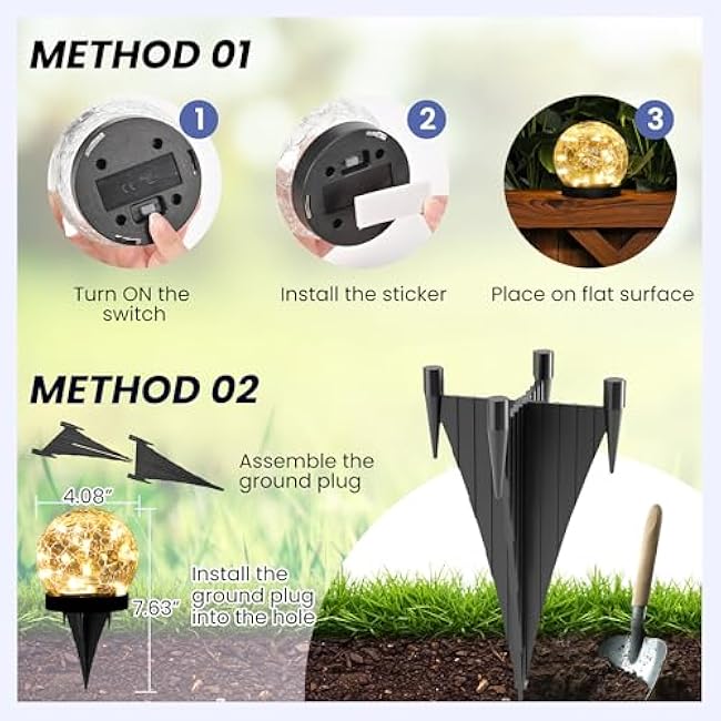 Solar Globe Lights Waterproof Solar Lights for Mom Women