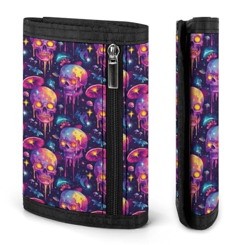 Colorful Skull Print Wallet for Men, 8 Credit Card Holder Slim Minimalist Front Pocket Small Mens Bifold Wallets2