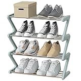 Petite étagère à chaussures à 4 étages- Petite étagère à chaussures - Rangement à chaussures stable et étroit- Organiseur de rangement pour entrée de placard, couloir, montage rapide, 45 x 19 x 51cm