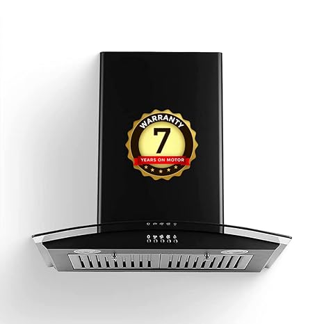 BLOWHOT Kitchen Chimney 60 Cm 1200 m3/hr | Curved Glass Hood | Features Push Button/Control | Baf?e Filter With Recycling Mode | Metal Blower | Led Lights | ( LIfetime - 7 Years ) Warranty On Motor Free Installation Kit (Model | Acura S BPC)