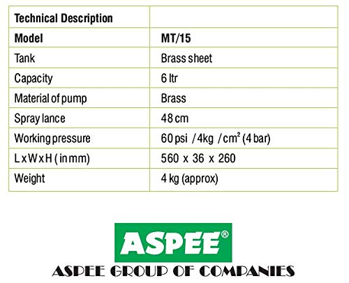 Image of ASPEE Outdoor Plants Marut Brass Hand Compression Sprayer 6 L