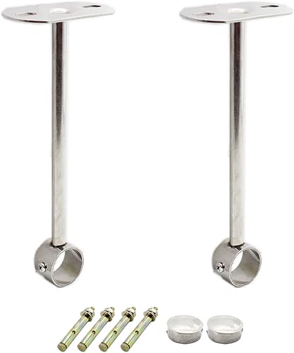 Paquete de 2 soportes de montaje en techo, soporte de tubo de acero inoxidable para armario, soporte de tubería de techo, cortina de ducha, armario,