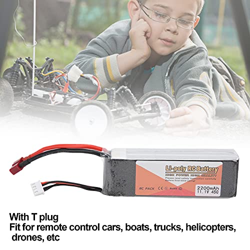 Dilwe RC-Modell-Lipo-Akku, 11, 1 V, 2200 MAh, RC-Auto-Ersatzbatterie mit T-Stecker, Stabile Leistung, Modellauto-Zubehör für RC-Boot, LKW, Hubschrauber, Spielzeug und Spiele