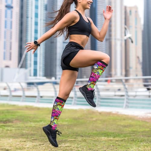 Image of Compression Socks for Women Men Circulation Graduated Supports Socks for Running Travel Nurse Athletic Sports