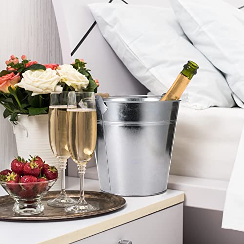 Image of Didaey 12 Pcs 9 Quart Large Galvanized Metal Buckets with Handle Inch Heavy Duty Stainless Steel Pails Round Pail for Party Wedding, Crafts, Utensils, Table Centerpieces (Silver)